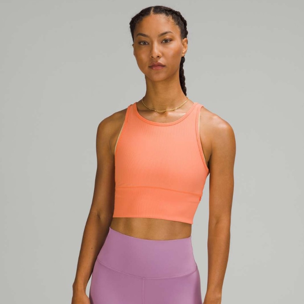 NWOT  lululemon power pivot ribbed tank top in golden apricot